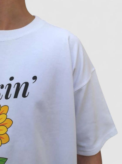 White - Sunflower Oversized T-Shirt